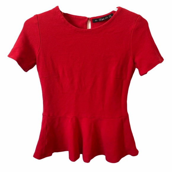 Zara Trafaluc Red peplum T-shirt